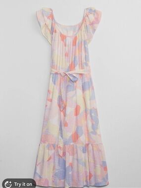 Pastel Abstract Print Maxi Dress | Flutter Sleeve Tie Waist Sundress